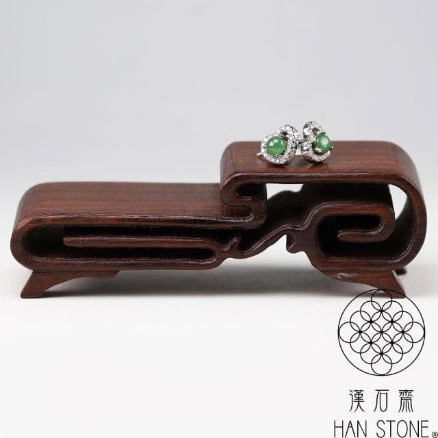 【漢石齋】天然翡翠A貨 蛋面設計愛心耳環 飄花種(4.1*4.1mm*2pcs)