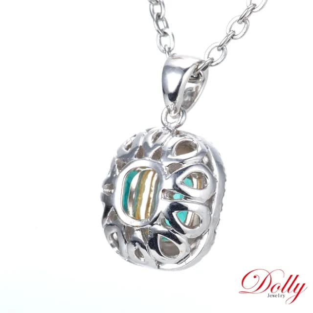 【DOLLY】18K金 天然哥倫比亞祖母綠鑽石項鍊(母親節 長輩送禮 交換禮物首選)