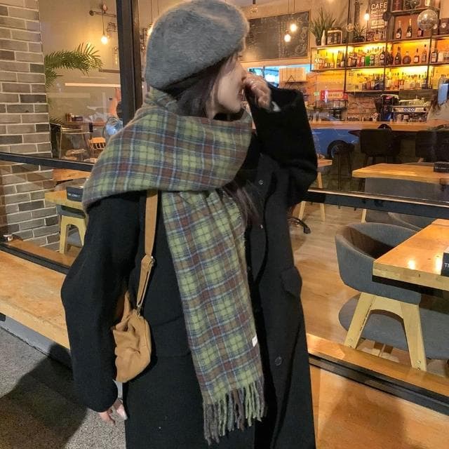 【KT DADA】母親節禮物 百搭圍巾 復古圍巾 格子圍巾 韓國圍巾 防風毯 冷氣毯 披巾 圍脖 圍巾 保暖披肩 生日