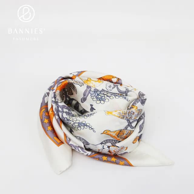 【BANNIES】頂級法式蠶絲巾｜伊甸園(親膚 蠶絲 領巾 絲巾)