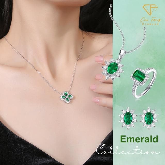 【CF Diamond】《培育祖母綠系列》母親節禮物(戒指 項鍊 耳環 生日禮物)
