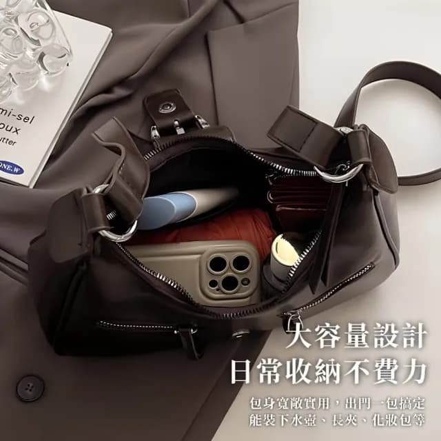 【韓系小姐】復古美拉德顯白大容量單肩包(可調節背帶 斜跨包 側肩包 單肩包 女 生日禮物 冬季冷