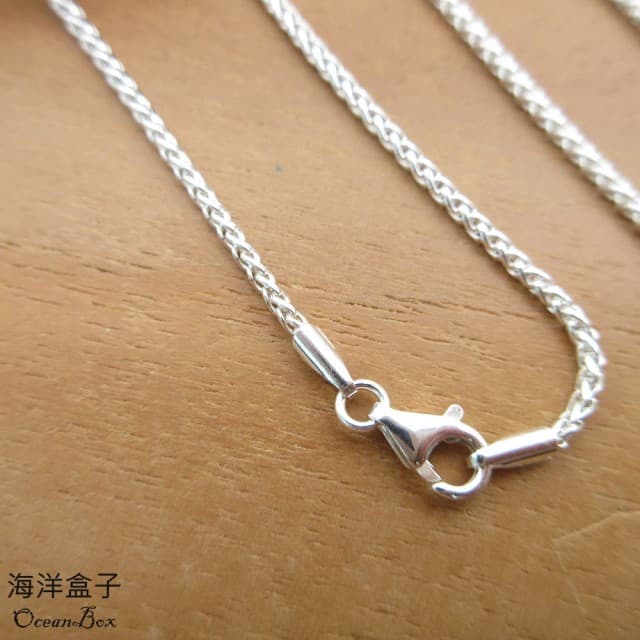 【海洋盒子】1.5mm寬45cm&50cm。亮面麻繩編織鍊925純銀項鍊.單鍊(單戴鍊)