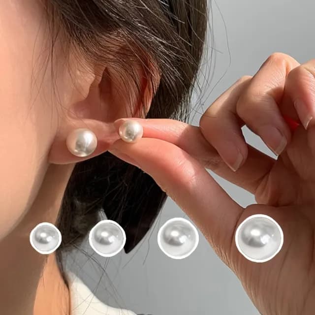 【簡約百搭】法式典雅氣質磁吸珍珠耳環-4對入(多尺寸入 穩固磁鐵式 耳骨 無耳洞 耳夾式耳環 禮服 日常)