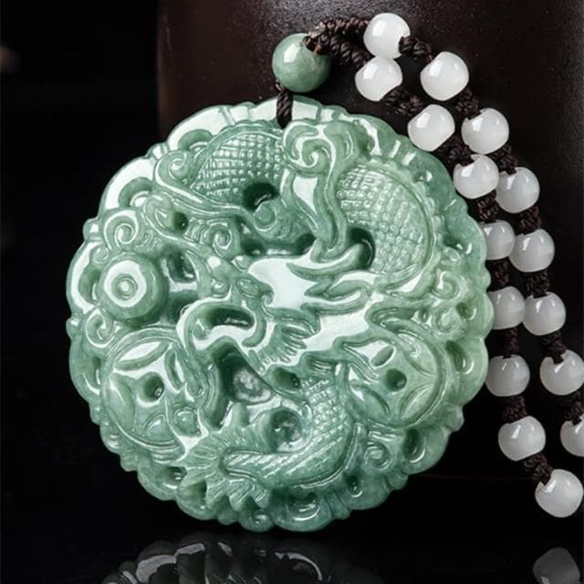 【Penny珮妮】A貨翡翠招財金錢龍牌吊墜項鍊(母親節 父親節 生日禮物 交換禮物 送男友 尾牙 新年 結婚)