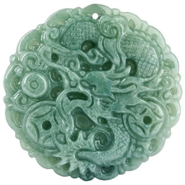 【Penny珮妮】A貨翡翠招財金錢龍牌吊墜項鍊(母親節 父親節 生日禮物 交換禮物 送男友 尾牙 新年 結婚)
