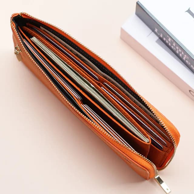 【MoonDy】錢包 長夾 錢包 長款錢包 招財錢包 母錢包 防盜刷 多卡位 手拿包 牛皮