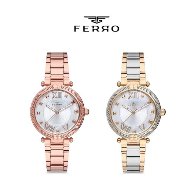 【FERRO】F21046AWT 鋼索錶圈 夜光 防水30米 不鏽鋼 女款 手錶