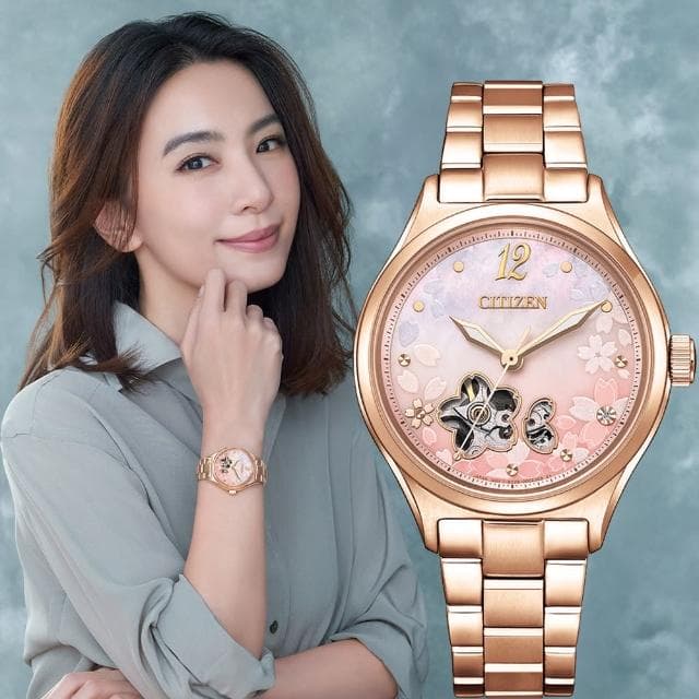 【CITIZEN 星辰】母親節推薦款 櫻花限定機械女錶 母親節 禮物 送禮(PC1017-88Y)