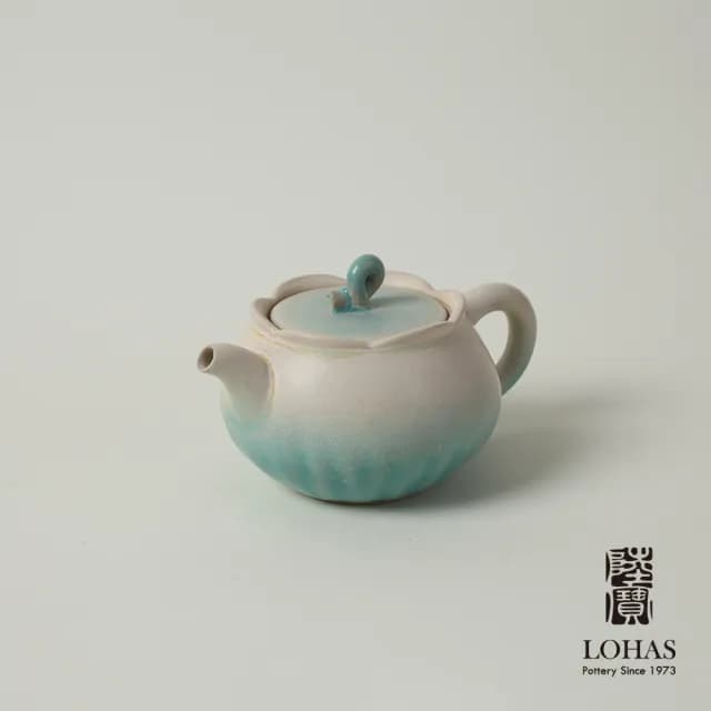 【LohasPottery 陸寶】清荷雅境茶組-碧荷白(窯變釉 一壺一海六杯 茶具組 陶瓷茶器)