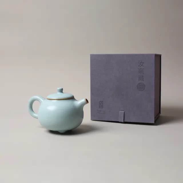 【LohasPottery 陸寶】汝窯三足壺-汝窯天青色(汝窯藏器 泡茶壺 茶具 精緻禮盒)