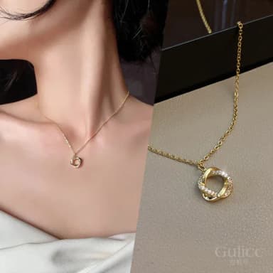 【Golicc】項鍊 簡約輕奢 鑲鑽 鎖骨鍊(七夕 情人節 生日 鎖骨鍊 項鍊 飾品 禮物)