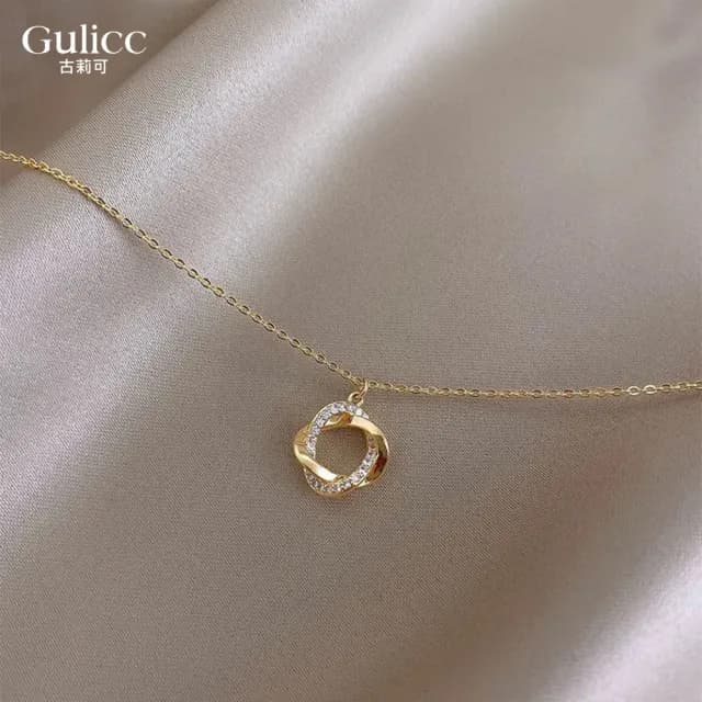 【Golicc】項鍊 簡約輕奢 鑲鑽 鎖骨鍊(七夕 情人節 生日 鎖骨鍊 項鍊 飾品 禮物)