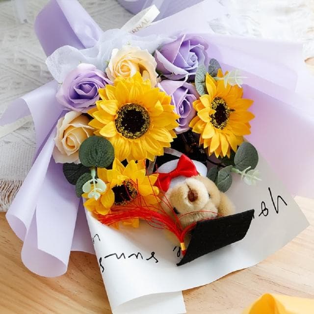 【天使愛美麗】畢業花束  畢業熊花束 小熊花束 向日葵 太陽花(教師節禮物)