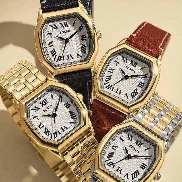 【FOSSIL】Harlow 復古八角大三針女錶-雙色/27mm 母親節 送禮 禮物(ES5362)
