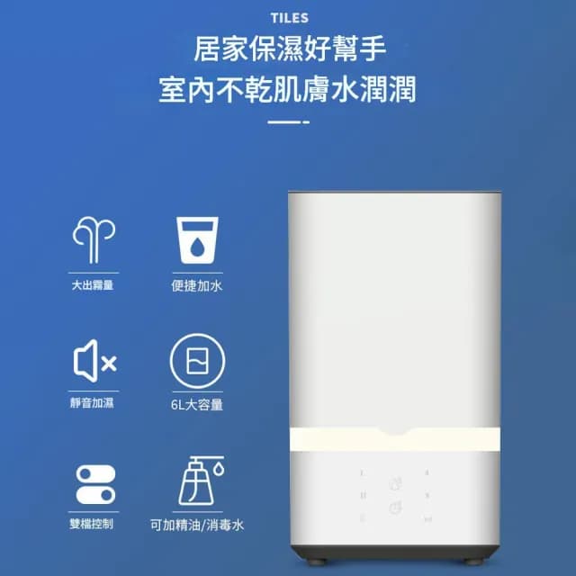 【Felsted 菲仕德】家用大霧量超聲波加濕器6升(補水加濕 靜音噴霧機 靜音加濕機 熏香機 補水空氣凈化器)