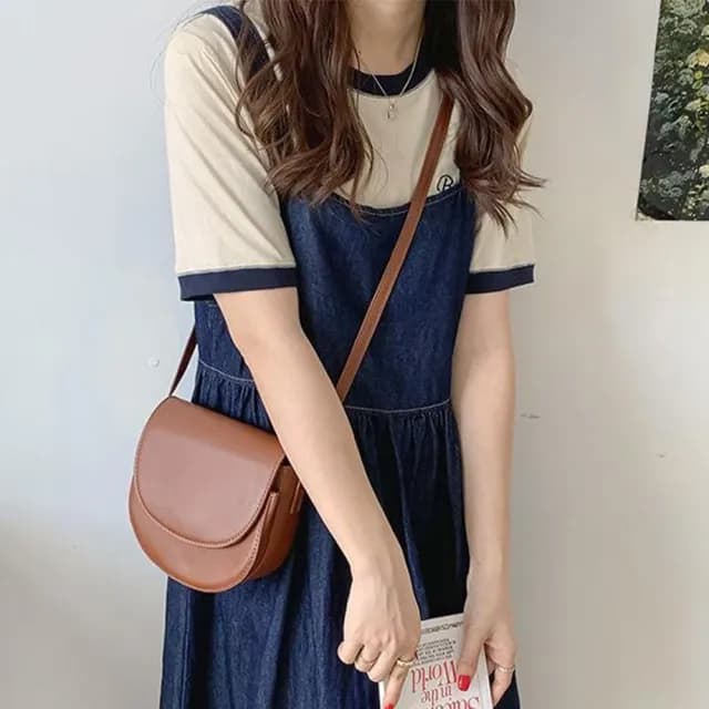 【LEEHER】情人節禮物 真皮包包/牛皮包包/馬鞍包/女士包包/高級感/簡約風格/通勤小包包/單肩斜背包/包包/側