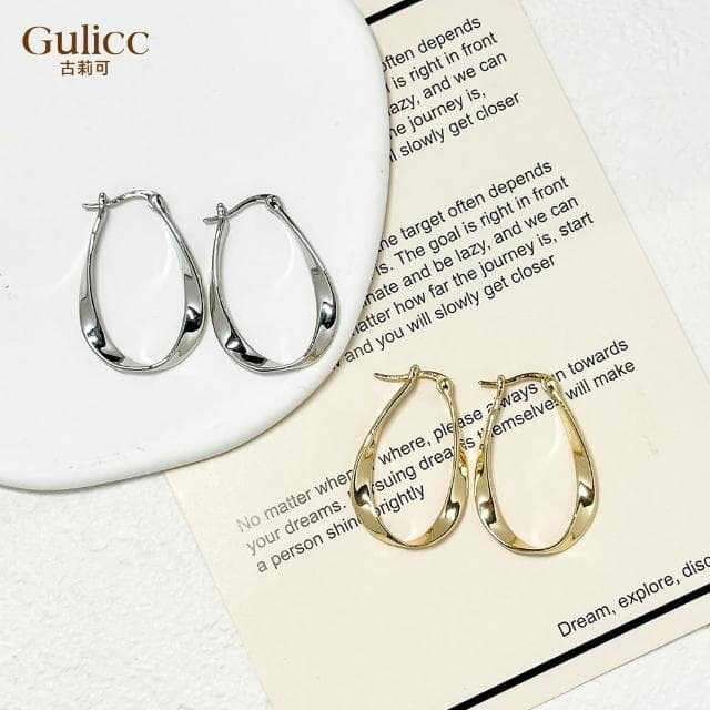 【Golicc 古里雅】耳環 莫比烏斯 簡約素圈耳扣(母親節 生日 情人節 飾品 耳釘 耳飾 耳墜 禮物)