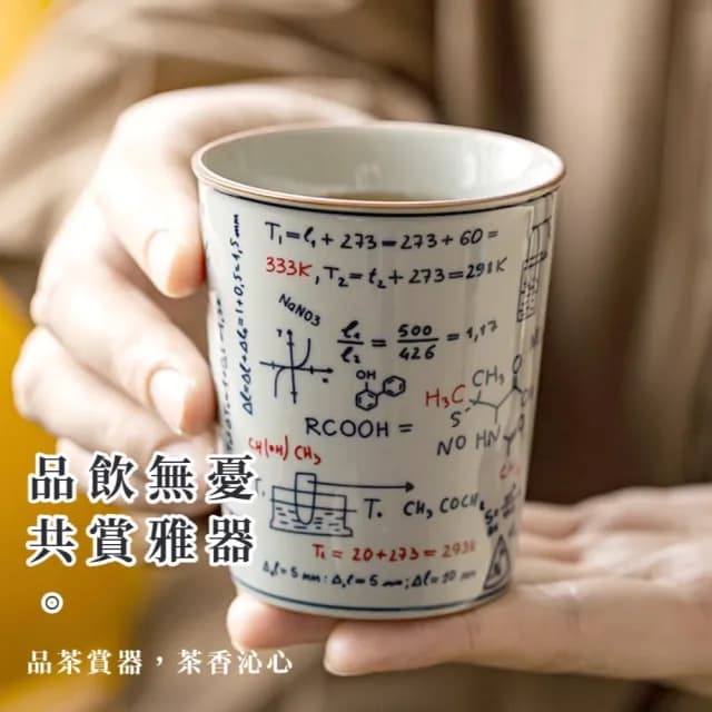 【學霸專用】陶瓷青花數學功夫茶杯(茶盞 陶瓷杯 泡茶杯 茶杯組 茶具 茶器 品茗杯 交換禮物)