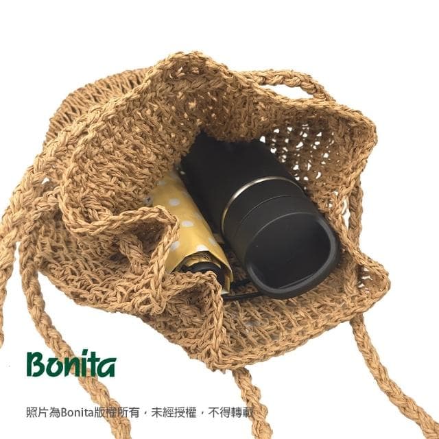 【Bonita 葆倪】母親節禮物 日本進口/手工編織紙藤抽繩二用水筒包/955-5002(天然素材水桶包)