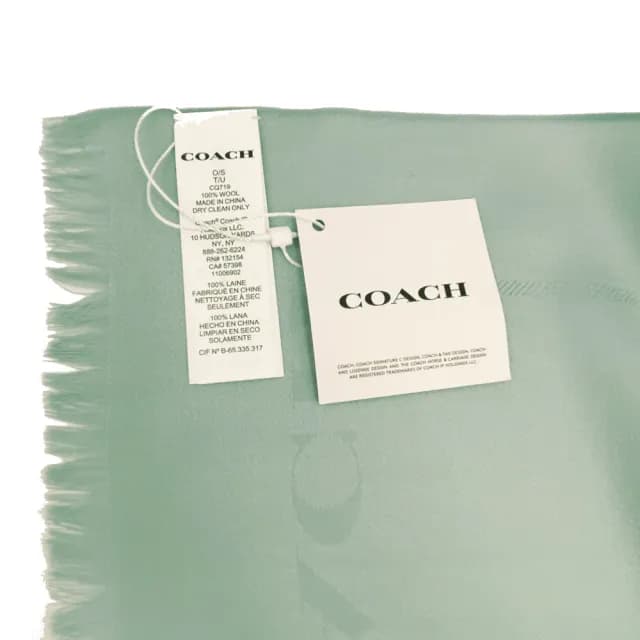 【COACH】大馬車 LOGO羊毛絲巾圍巾(芙蓉綠)