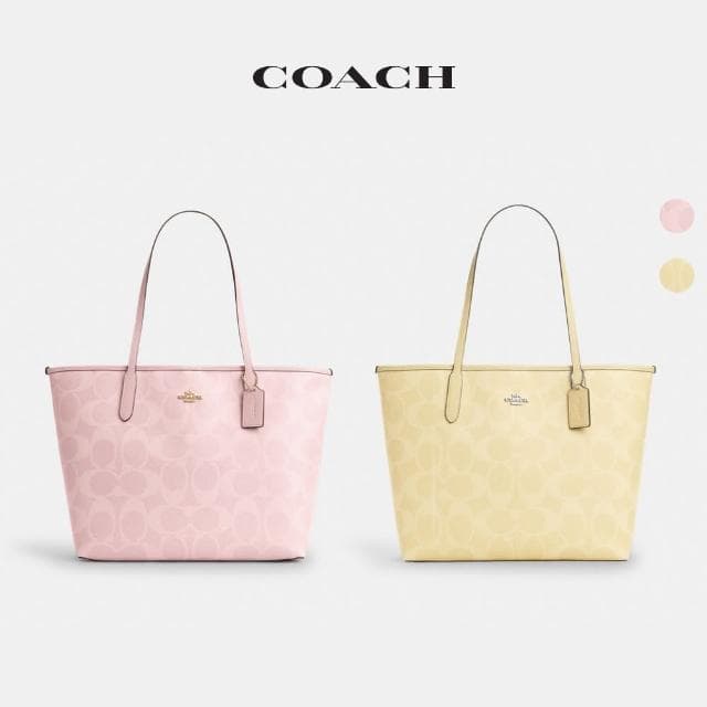 【COACH】蔻馳官方直營 CITY經典Logo托特包(2色可選)