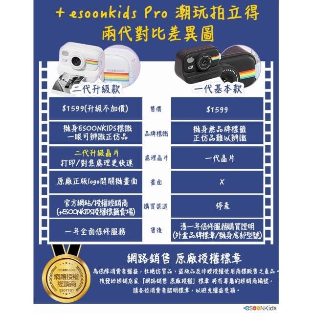 【esoon】esoonkids Pro 潮玩 拍立得兒童相機+32G記憶卡(生日禮物/文青手帳/打印機/新年)