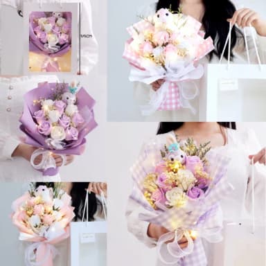 【天使愛美麗】滿天星 玫瑰香皂花 星黛露玩偶花束(畢業 教師節禮物 兒童節 生日 閨蜜)