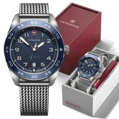 【VICTORINOX 瑞士維氏】Swiss Army 啞光 浮雕數字 機械錶 男錶 送禮 禮物推薦(VISA-242045)