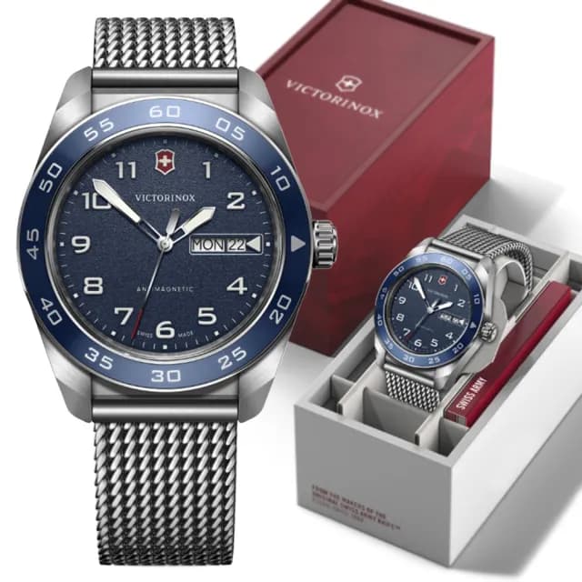 【VICTORINOX 瑞士維氏】Swiss Army 啞光 浮雕數字 石英錶 男錶 送禮 禮物推薦(VISA-242042)