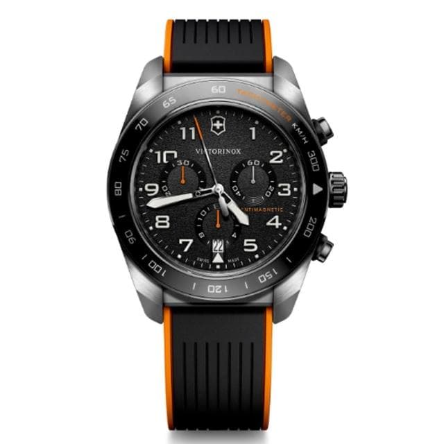 【VICTORINOX 瑞士維氏】Swiss Army 啞光 浮雕數字 計時碼錶 男錶 送禮 禮物推薦(VISA-242050)