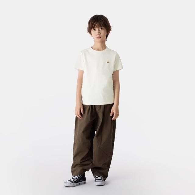 【GAP】兒童裝 純棉小熊刺繡圓領短袖T恤-奶白色(756113)