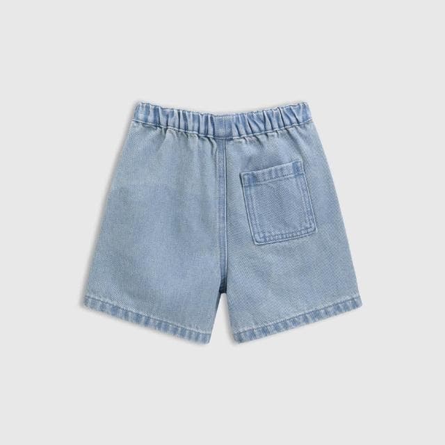 【GAP】男幼童裝 純棉小熊刺繡鬆緊牛仔短褲 布萊納系列-淺色水洗(761437)