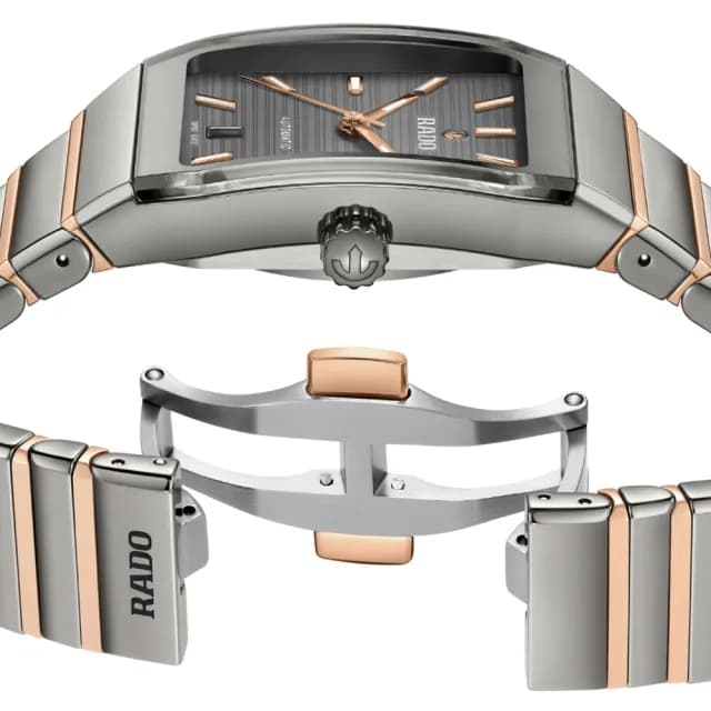 【Rado 雷達表】Anatom 廣告款 方形 電漿高科技陶瓷 銀灰機械錶 禮物推薦 R05(R10203102)