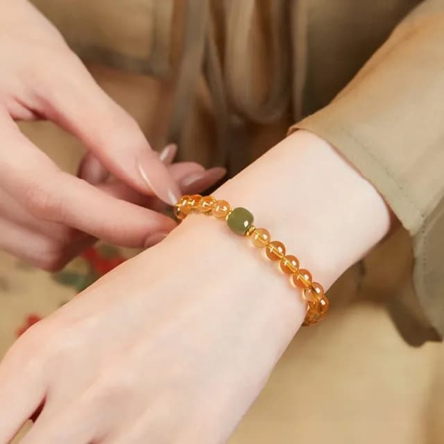 【LEEHER】父親節禮物 女生/手鍊/手串/黃水晶手鏈/天然水晶/水晶串珠手鍊/和田玉/男女款/串珠手飾品/招財手
