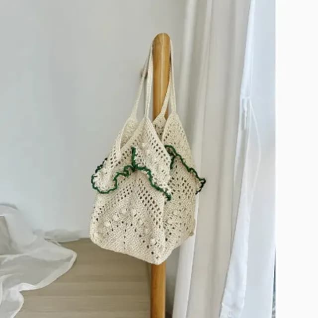 【SeasonsBikini】情人節禮物 七夕 編織小捲邊簍空包包-205(編織包草包渡假包包)