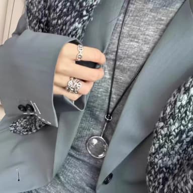 【LEEHER】女生/項鍊/放大鏡/男生項鍊/長項鍊/吊墜/設計感/毛衣項鍊/嘻哈項鍊/情侶項鍊/黑繩項