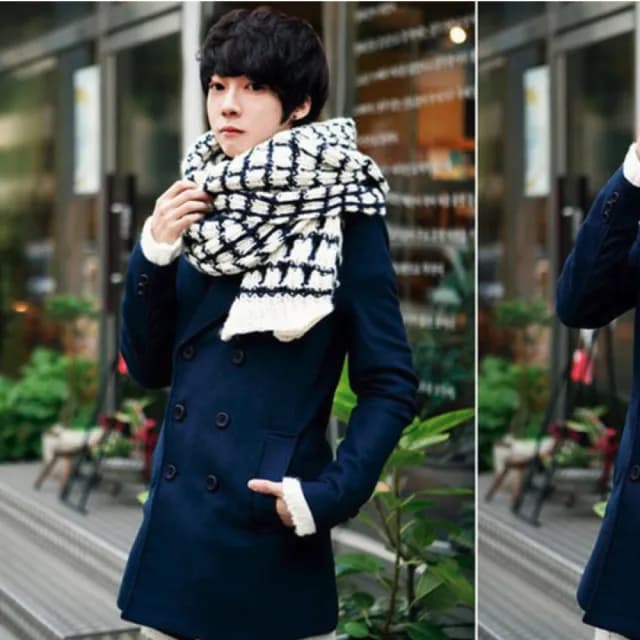 【89 zone】法式復古文藝保暖加厚毛線毛線 針織 毛領 圍巾 圍脖(黑+白)