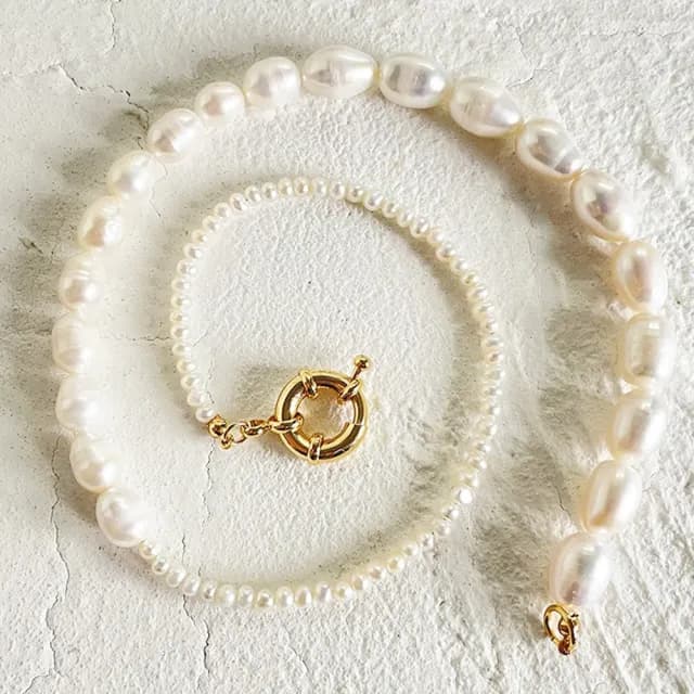 【MoonDy】項鍊 飾品 女生項鍊 巴洛克珍珠 珍珠項鍊 穿搭配件 歐美項鍊 串珠項鍊 高級感 百搭