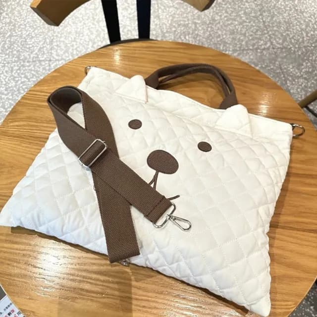 【KT DADA】情人節禮物 七夕 多功能 大容量包包 刺繡 媽媽包 外出包 小熊包 單肩包 包包 手提包 肩包 斜背