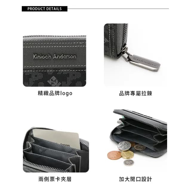 【金安德森】Genevieve 經典老花拉鍊零錢包(碳黑)