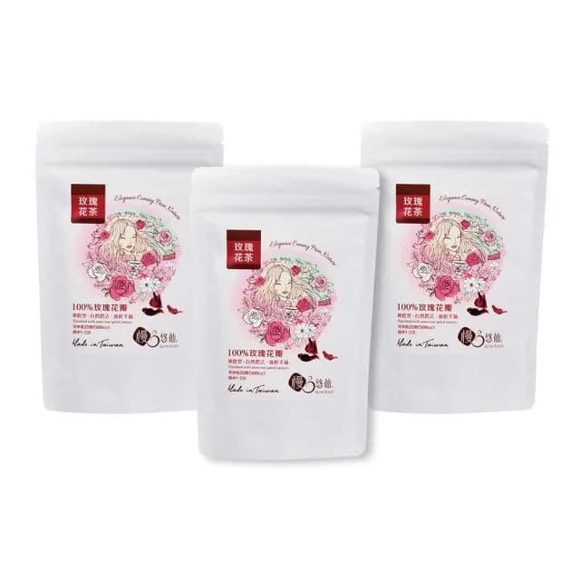 【慢悠仙】神農獎玫瑰花茶 20g 袋裝 * 3包(花瓣/每包可沖40壺/SGS無農藥/台灣花草茶/無咖啡因)