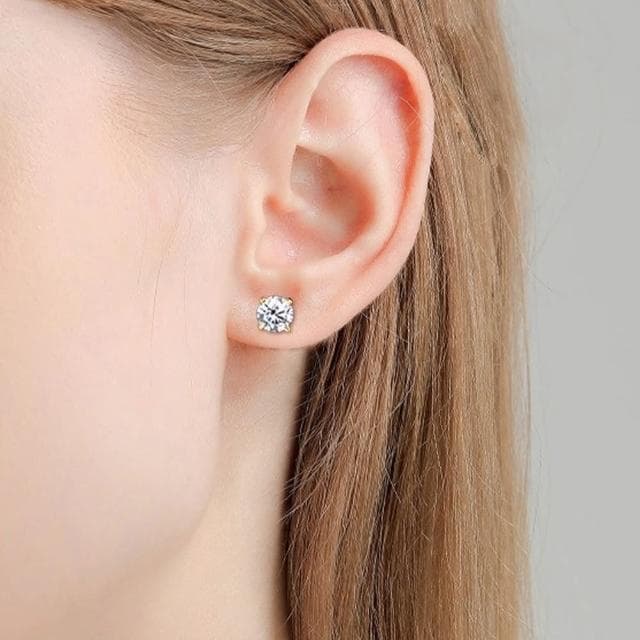 【LEESA】S925銀\耳飾\耳針\小香風耳環\氣質耳環\情人節禮物\飾品\耳環\女生耳環\莫桑石\純銀耳環\鋯石