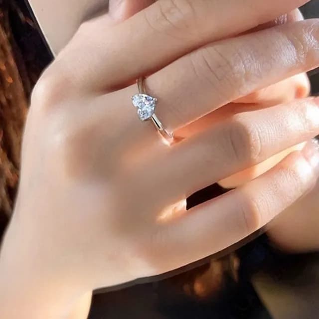 【LEESA】s925純銀\心型\女生戒指\可調節戒指\指環\情人節\生日禮物\戒指\愛心戒指\莫桑石戒指\