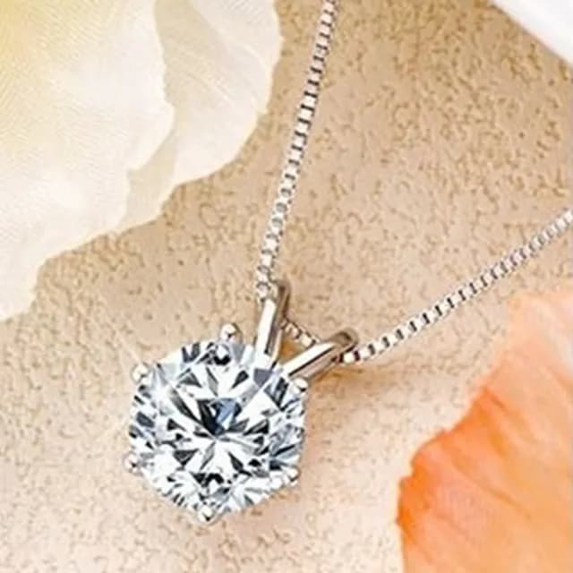 【LEEHER】女生/項鍊/鑽石項鍊/銀飾/六爪項鍊/飾品/s925純銀/鎖骨鏈/首飾/一克拉項鍊/高級感/生