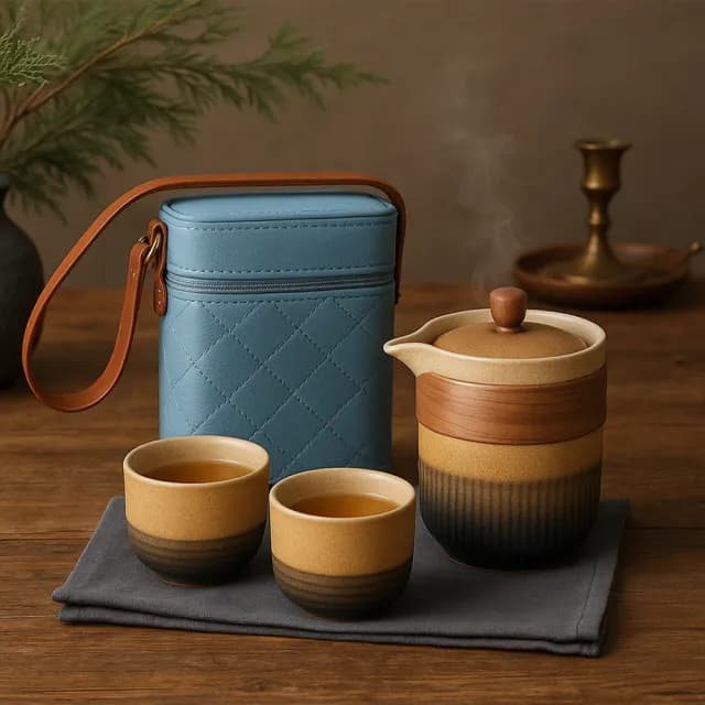 【TEA Dream】日式彩芽落日快克杯旅行茶具套組(女生禮物 泡茶工具)