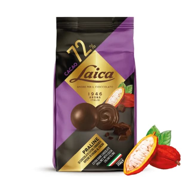 即期品【義大利萊卡】72%黑巧克力-可可醬夾心