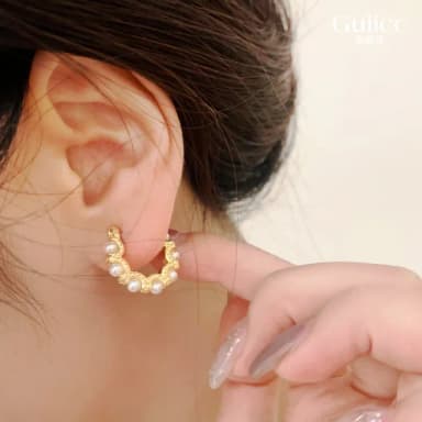 【Golicc】耳環 亮麗奢華 精鑲珍珠(七夕 情人節 生日 飾品 耳釘 耳飾 耳墜 禮物)