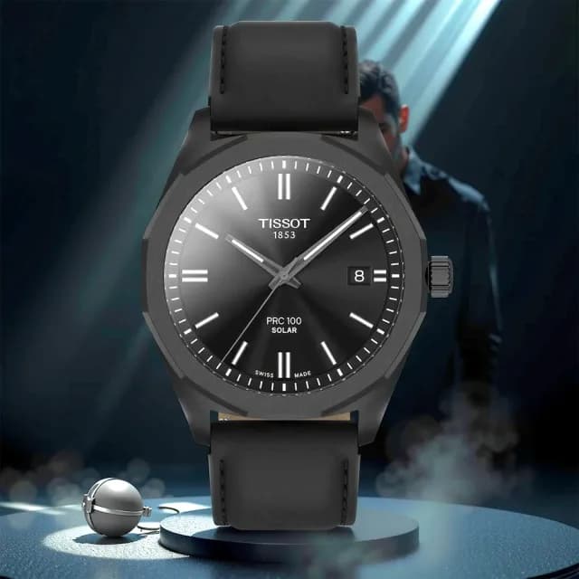 【TISSOT 天梭 官方授權】PRC 100 Solar T151.422.36.051.00 太陽能手錶 黑皮帶 送禮 推薦(T1514223605100)