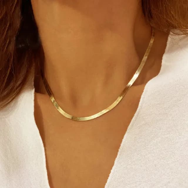 【CReAM】Clara 歐美冷淡4mm 扁細蛇鍊 鎖骨鍊 男女項鍊(生日 禮物 送禮 禮盒)